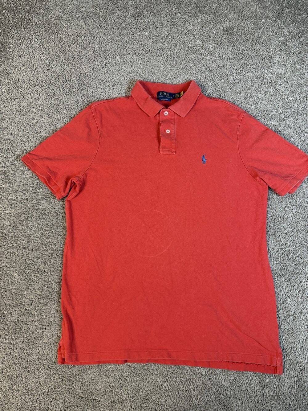 Polo Ralph Lauren Polo Shirt Mens L Red Short Sleeve 100% Cotton Collared